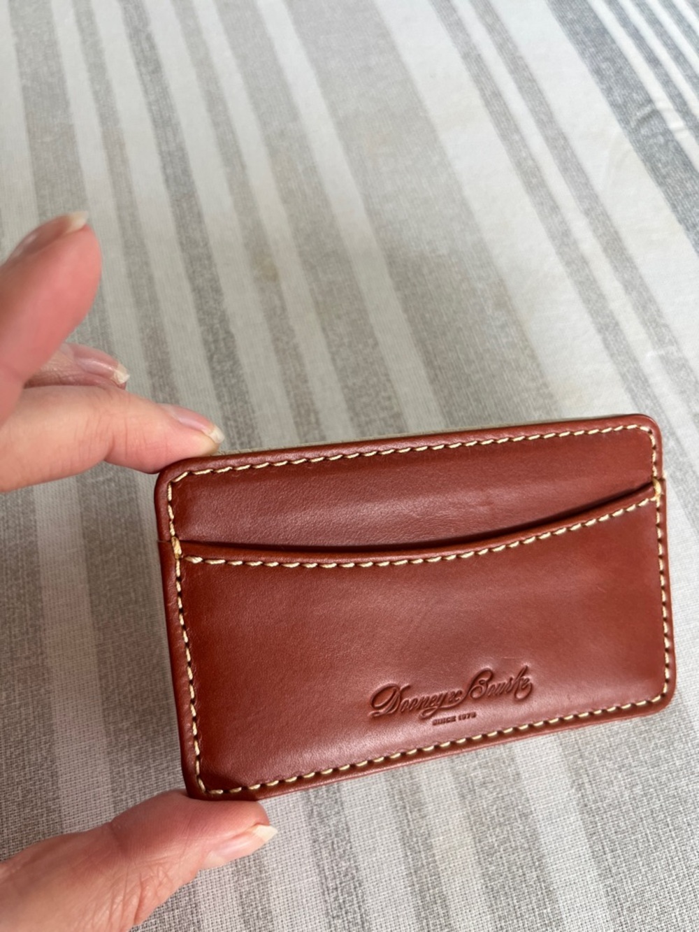 Dooney and Bourke Card Holder - Tan and Cream Leather - Picture 3 of 5